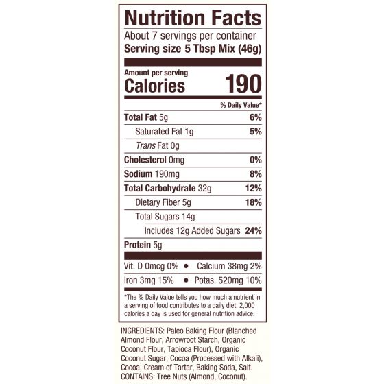 Grain Free Chocolate Cake Mix Nutritional Facts
