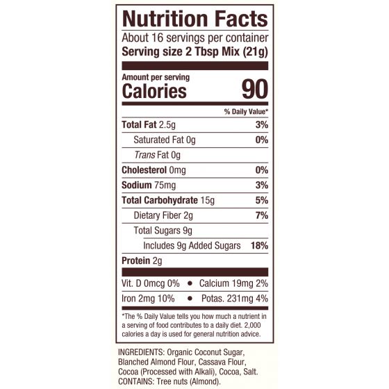 Grain Free Brownie Mix Nutritional Facts